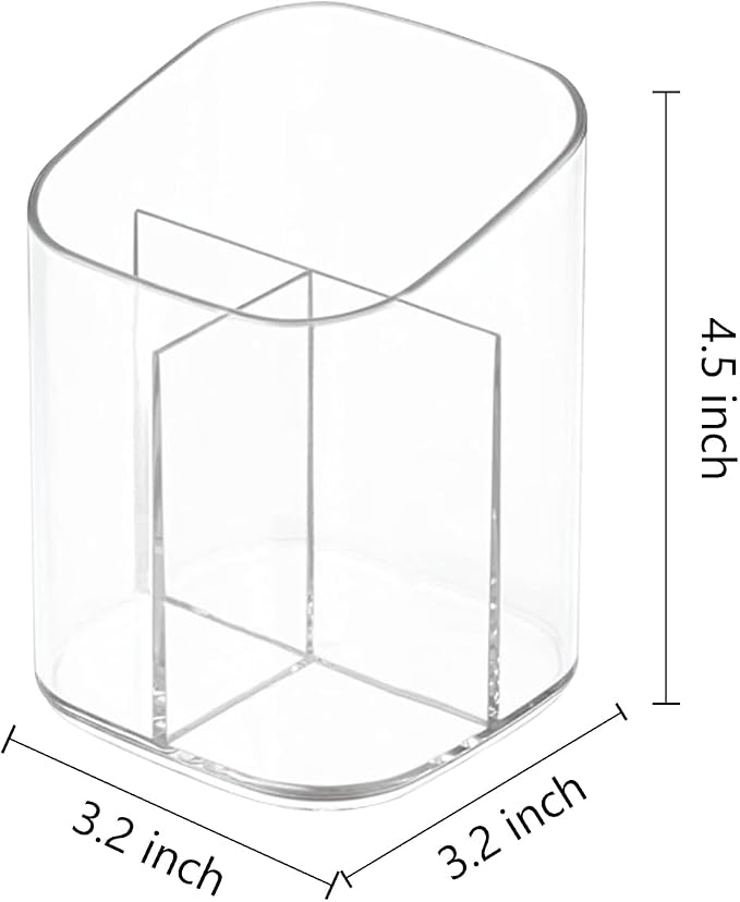 Newkita Acrylic Clear 3 Slots Pencil Pen Holder - Image 2