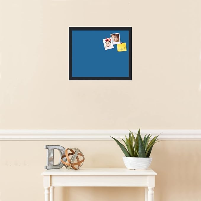 PinPix 17x14 Inch Cork Bulletin Board. This Decorative Framed Pin Board Comes with Navy Pastel Design and a Satin Black Frame. Ideal for Home Office Decor or Message Board (PinPix-1811)-DeskLoop Office