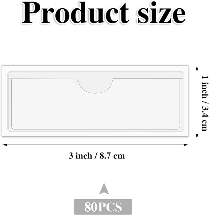 80 Pack 1" x 3" Self Adhesive Label Holders Shelf Tag Label Holder Clear Pockets - Image 2