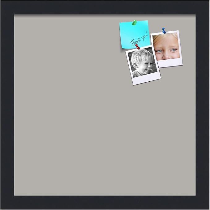PinPix 13x13 Inch Cork Bulletin Board. This Decorative Framed Pin Board Comes with Dark Stone Design and a Satin Black Frame. Ideal for Home Office Decor or Message Board (PinPix-1808)-DeskLoop Office