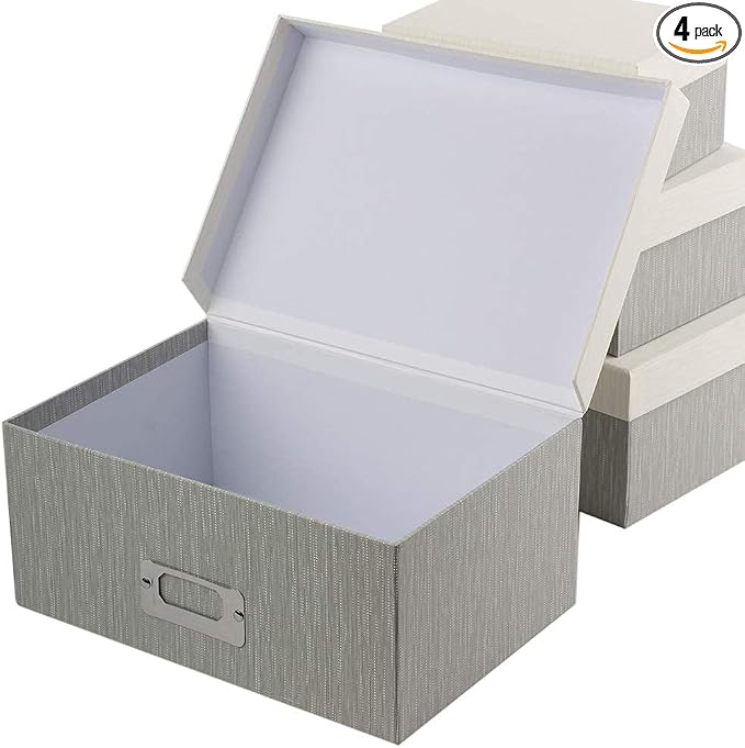 Briful Photo Boxes with Lids - 4 in 1 Set Waterproof Storage Boxes with Handles by Briful