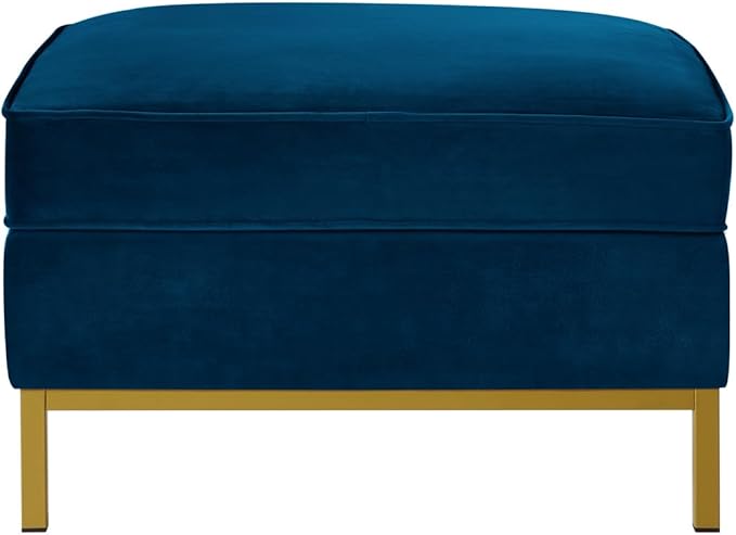 24KF Large Square Couch Ottoman, Velvet Ottoman with Padded Cushion, Large Foot Rest for Living Room - Navy-DeskLoop Office