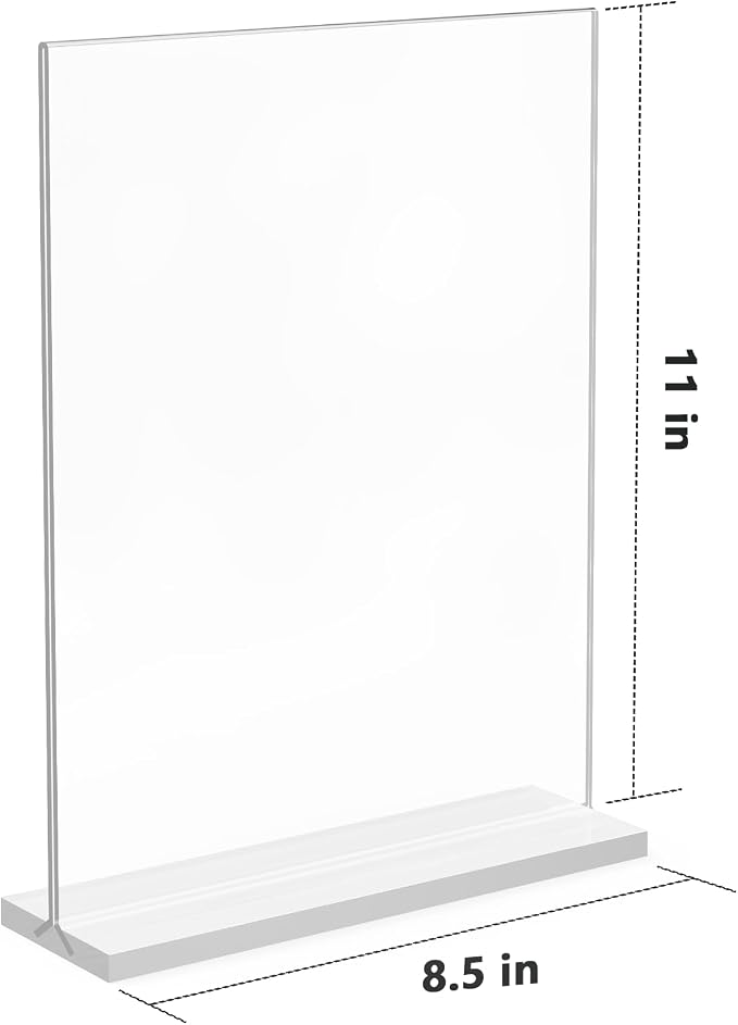 MaxGear Acrylic Sign Holder 8.5x11 T Shape 3 Pack | T Shape Display; - Image 5