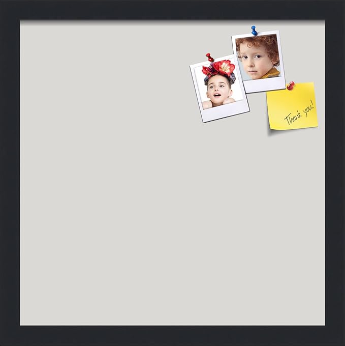 PinPix 15x15 Inch Cork Bulletin Board. This Decorative Framed Pin Board Comes with Light Stone Design and a Satin Black Frame. Ideal for Home Office Decor or Message Board (PinPix-1809)-DeskLoop Office