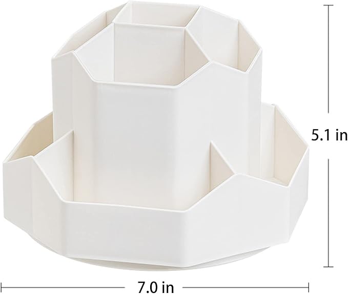 Pencil Pen Holder for Desk, 9 Slots 360 Degree Rotating Desk Organizer, Cute Pen Organizers Stationery Supplies for Office Home & Art Supply (Beige)-DeskLoop Office