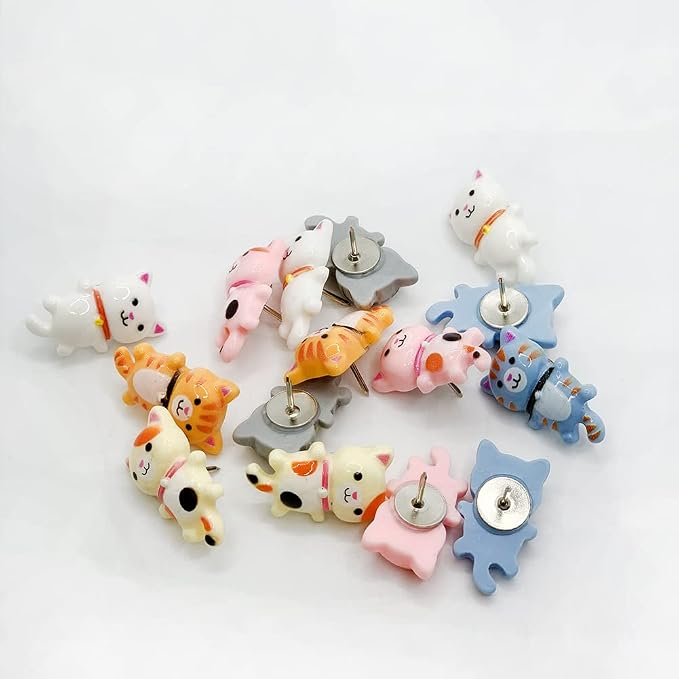 30 pcs Cute Cat Creative Push Pin Cute Decorative Thumbtacks Photo Memo Note - Image 4