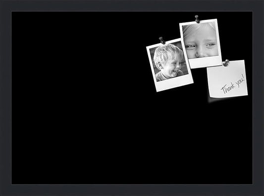 PinPix 21x15 Inch Cork Bulletin Board. This Decorative Framed Pin Board Comes with Solid Black Design and a Satin Black Frame. Ideal for Home Office Decor or Message Board (PinPix-622)-DeskLoop Office