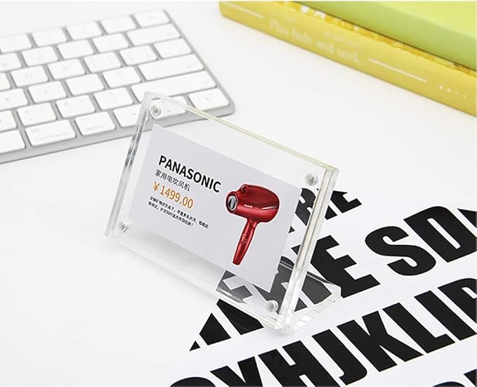 2 Pack Acrylic Label Holder Price Tag Displays Sign Holder Horizontal Slanted - Image 8