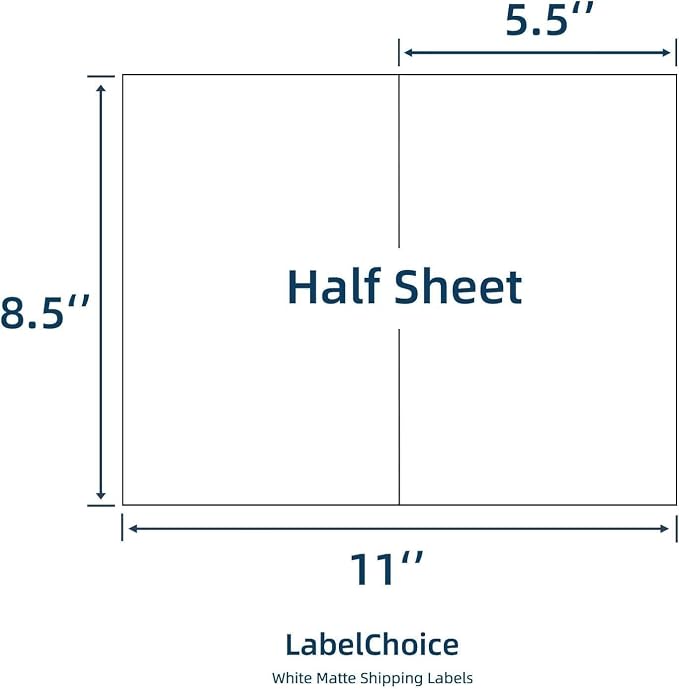 500 Sheets 1000 Pcs Self Adhesive 8.5" x 5.5" Half Sheet Shipping Labels - Image 2