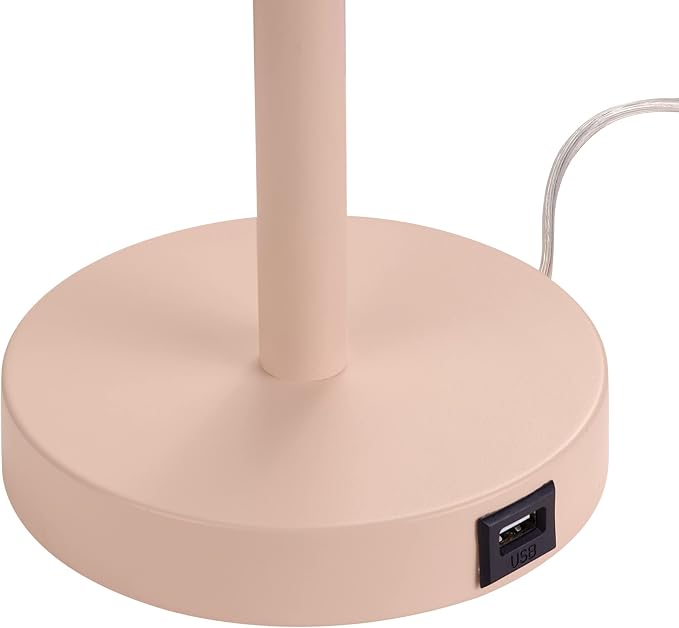 Globe Electric 30290 19" 2-Light Desk Lamp, Matte Pink, Brass Accents, 2.1A USB - Image 8