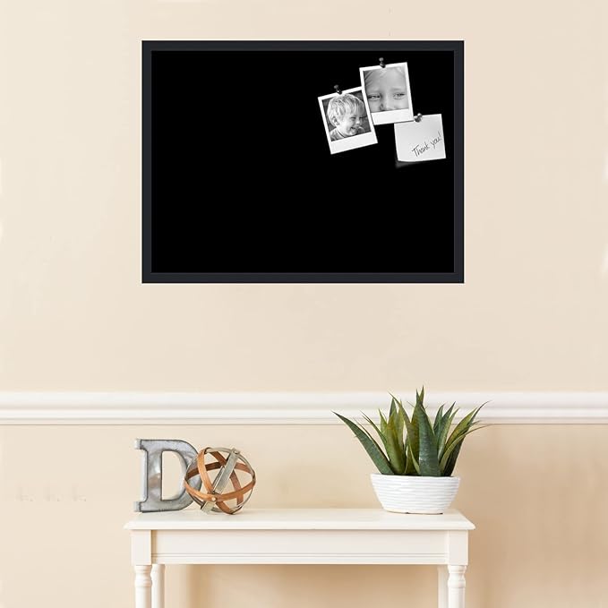 PinPix 30x22 Inch Cork Bulletin Board. This Decorative Framed Pin Board Comes with Solid Black Design and a Satin Black Frame. Ideal for Home Office Decor or Message Board (PinPix-622)-DeskLoop Office