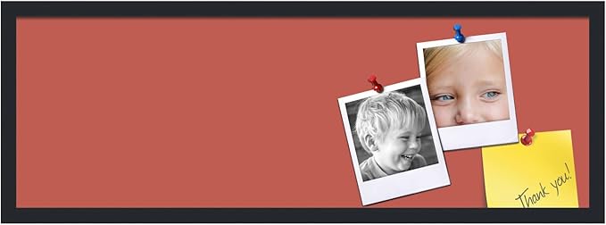 PinPix 36x12 Inch Cork Bulletin Board. This Decorative Framed Pin Board Comes with Crimson Pastel Design and a Satin Black Frame. Ideal for Home Office Decor or Message Board (PinPix-1807)-DeskLoop Office