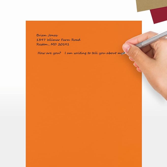 LUXPaper 8.5" x 11" Paper | Letter Size | Mandarin Orange | 80lb. Text | 250 Qty - Image 5