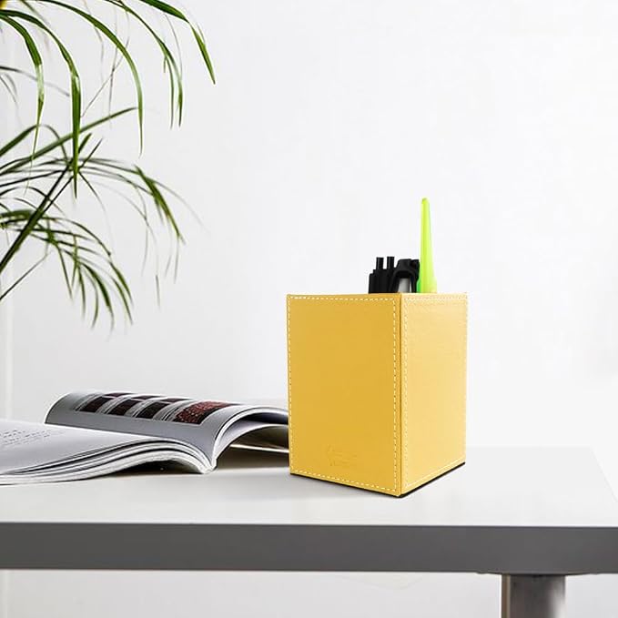 Pen Pencil Holder Cup Container PU Leather Desk Organizer Stand Decor Brush - Image 4