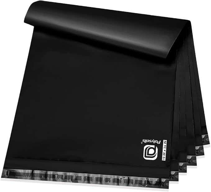 POLYSELLS 200 pcs 19x24 Inches Black Poly Mailers Shipping Envelopes, Strong by POLYSELLS