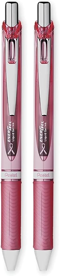 Pentel Pink BCA EnerGel Retractable Liquid Gel Pen, Medium Line, Metal Tip by PentelofAmerica