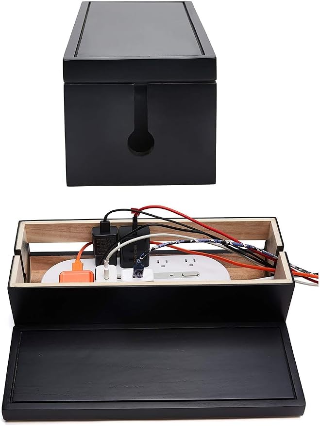 Changsuo Cable Management Box Wooden Cord Organizer Box - Image 5