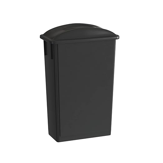23 Gallon Black Slim Jim Trash Can with Flat Lid with Handle-DeskLoop Office