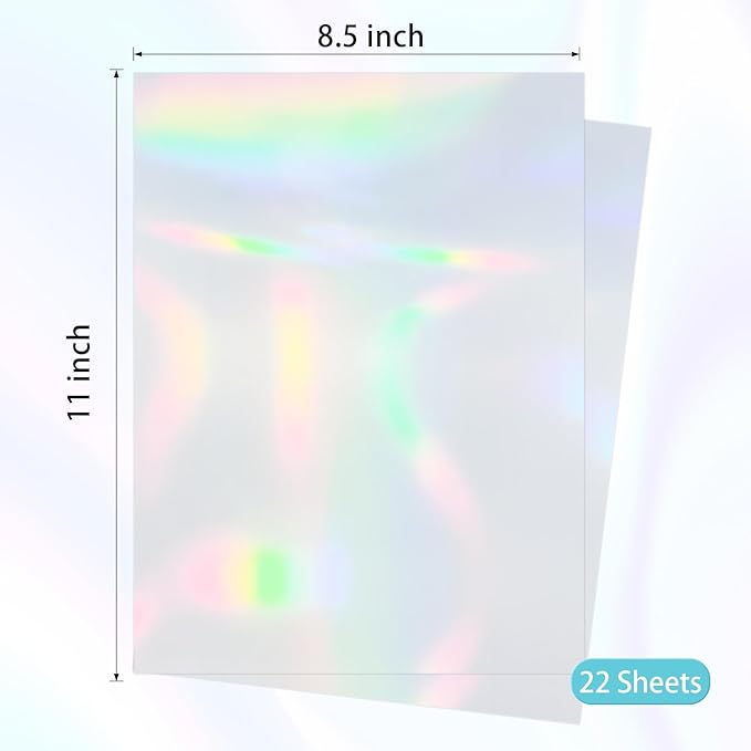 Printable Transparent Laser Sticker Paper, Laser & Inkjet Printable 8.5 x 11 Inches Dries Quickly Stickers Clear Rainbow Vinyl Label 22 pcs-DeskLoop Office