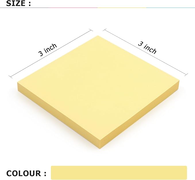 Sticky Notes 3x3 Self-Stick Notes Bright Colors Sticky Notes 8 Pads 80 Sheet/Pad - Image 3