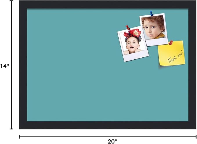 PinPix 20x14 Inch Cork Bulletin Board. This Decorative Framed Pin Board Comes with Aqua Pastel Design and a Satin Black Frame. Ideal for Home Office Decor or Message Board (PinPix-1806)-DeskLoop Office