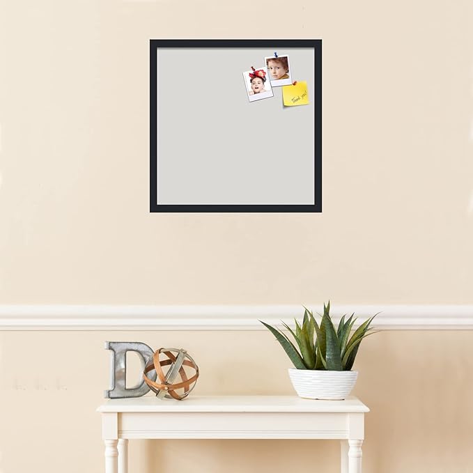 PinPix 20x20 Inch Cork Bulletin Board. This Decorative Framed Pin Board Comes with Light Stone Design and a Satin Black Frame. Ideal for Home Office Decor or Message Board (PinPix-1809)-DeskLoop Office