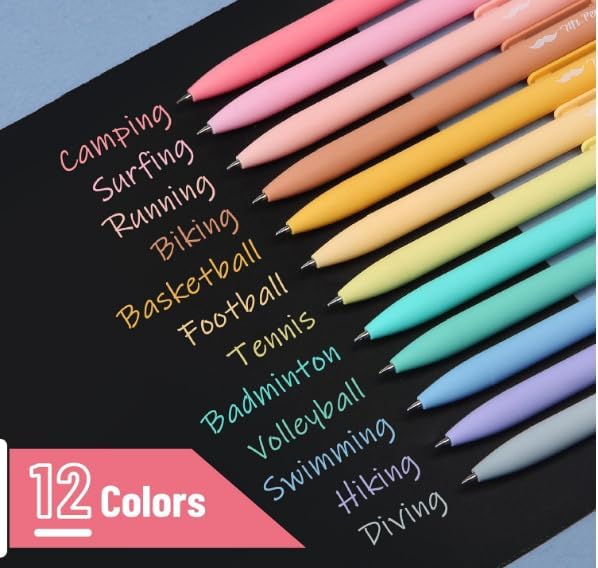 Mr. Pen- Retractable Gel Pens, 12 Pack, Fast Dry, Smooth Writing, Cute Pens - Image 2