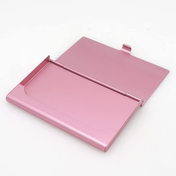 2-Pack Pink Aluminum Business Card Holder Slim Flip Pocket Case | aluminum - Image 8
