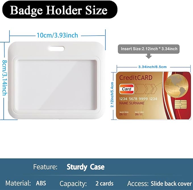 15 Pack Sliding ID Badge Holder Horizontal Hard Plastic Card Case Protector - Image 2