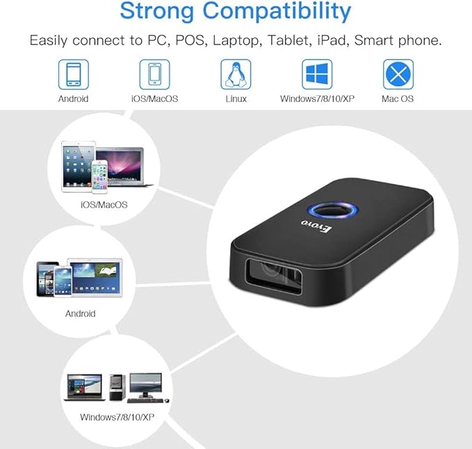 Eyoyo Wireless 1D CCD Barcode Scanner Bluetooth, 2.4G Wireless & Wired 3-in-1 Bar Code Scanner Portable USB 1D ISBN Book Reader, Compatible with Tablet iPhone iPad Android Windows Mac OS-DeskLoop Office