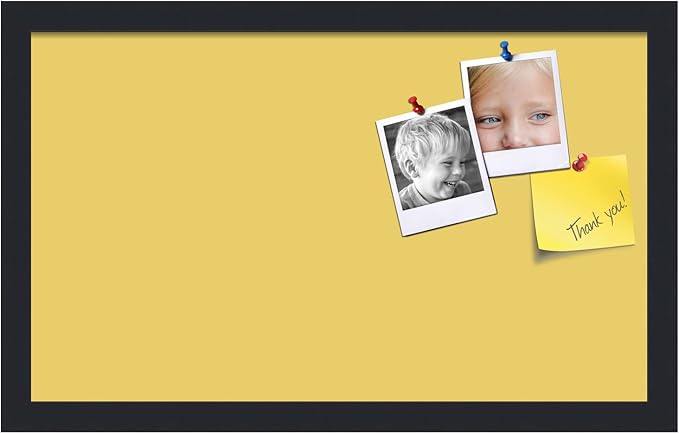 PinPix 20x12 Inch Cork Bulletin Board. This Decorative Framed Pin Board Comes with Honey Pastel Design and a Satin Black Frame. Ideal for Home Office Decor or Message Board (PinPix-1810)-DeskLoop Office