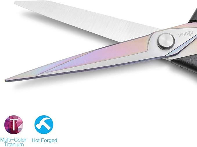 LIVINGO Premium Tailor Scissors Heavy Duty Multi-Purpose Titanium Coating - Image 3