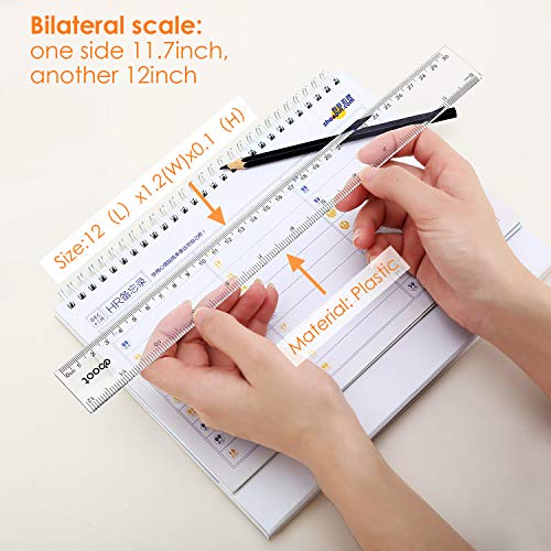 EBOOT 2 Pack Plastic Ruler Straight Ruler Plastic Measuring Tool - Image 2