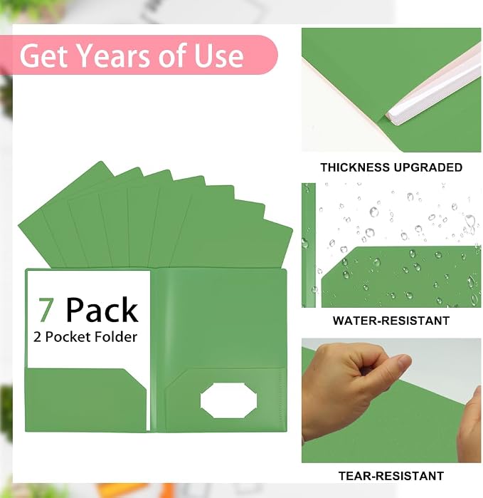 7 Pack Green Plastic Folders - Image 3