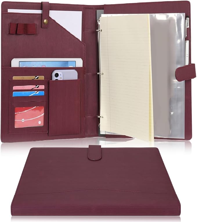 Wonderpool A4 PU Leather Portfolio Holder Ring File Document Case by Wonderpool