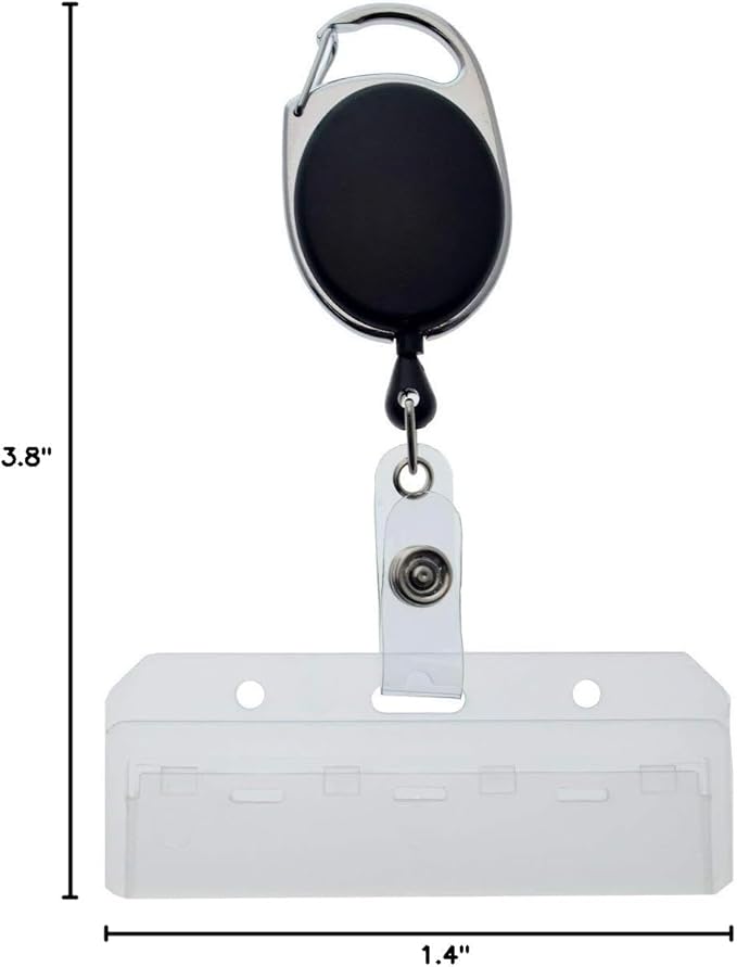 2 Pack - Premium Carabiner Badge Reel - Mag Stripe Exposed ID Holder - Image 8