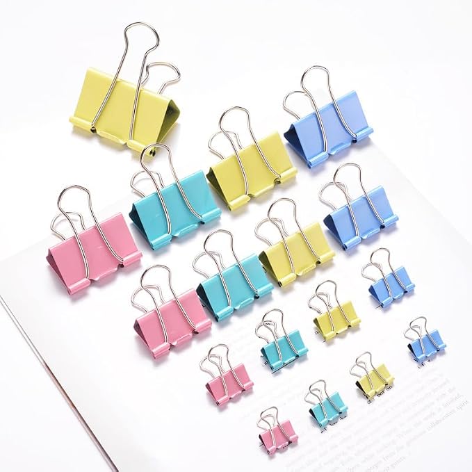 Binder Clips Assorted Sizes, 4 Sizes Cute Binder Clips Large Medium Binder Clip - Image 8