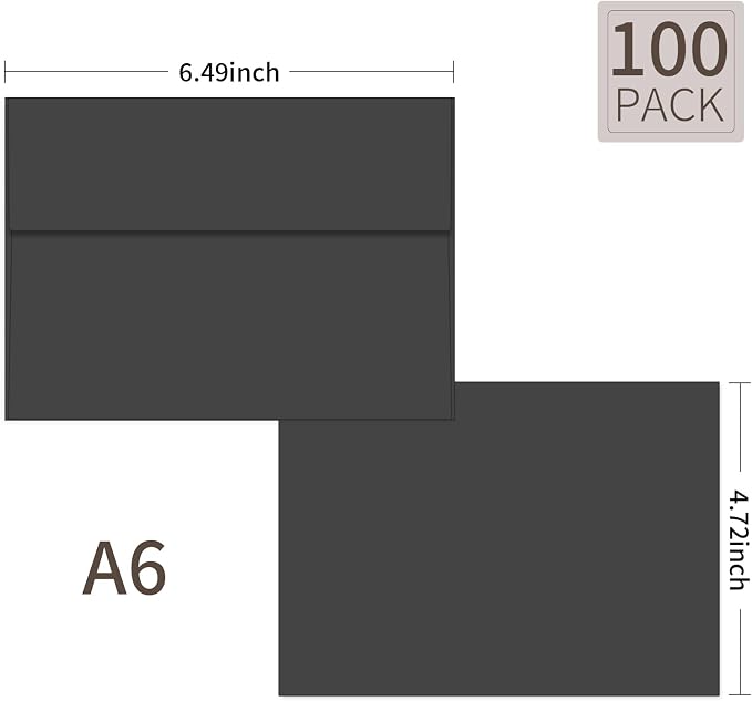 100 Packs Black 4x6 Envelopes for Invitation Card, A6 Small Envelopes Self Seal - Image 2