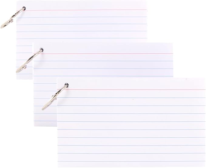 3x5 Index Cards with Ring, Goefun White Flashcards by Goefun