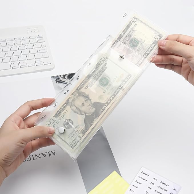 Mogoostry Cash Envelopes Wallet Clear PVC Money Holder - Image 5