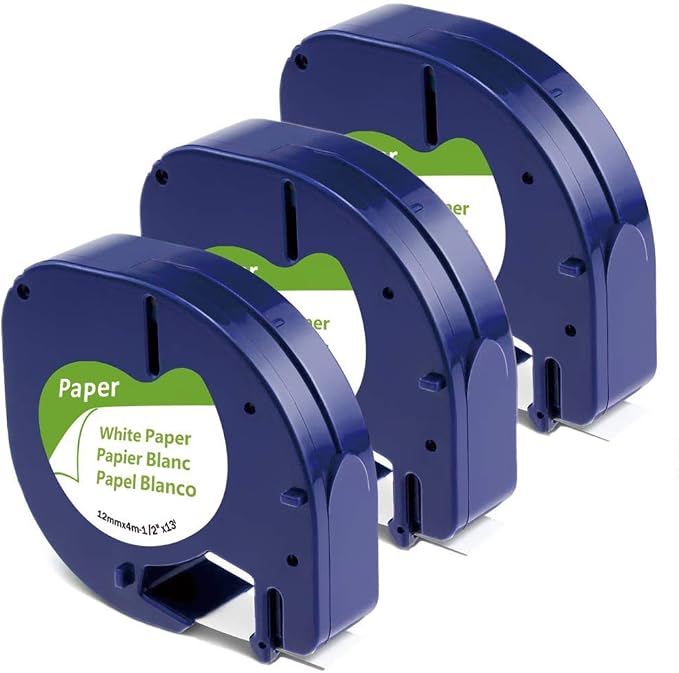 Paper White Tape Replacement for Dymo Letratag Refills 1/2'' Compatible by AONOMI
