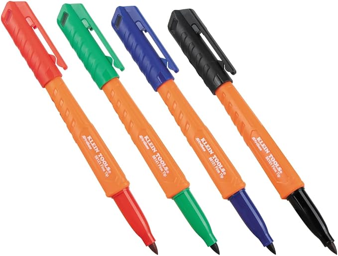 KLEIN TOOLS 861914 Skribes Fine Tip Permanent Markers, Hard Hat Clip, Dry and by KleinTools