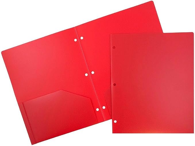 JAM PAPER Heavy Duty Plastic 3 Hole Punch Pocket Folders - Image 3