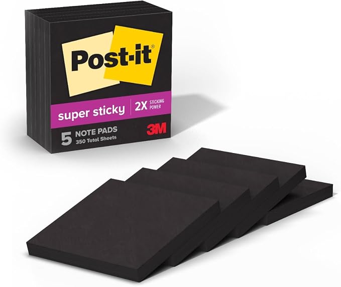 Post-it Super Sticky Notes, 5 Sticky Note Pads, 3 x 3 in., School Supplies by Unknown