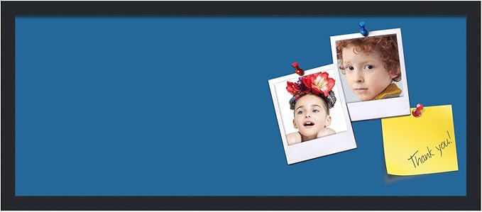 PinPix 30x12 Inch Cork Bulletin Board. This Decorative Framed Pin Board Comes with Navy Pastel Design and a Satin Black Frame. Ideal for Home Office Decor or Message Board (PinPix-1811)-DeskLoop Office