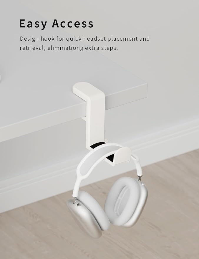 Headphone Hook Under Desk Holder 360-Degree Adjustable Rotation, easy spring - Image 7