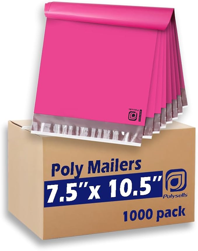 POLYSELLS 1000 pcs 7.5x10.5 Inches Pink Poly Mailers Shipping Envelopes by POLYSELLS