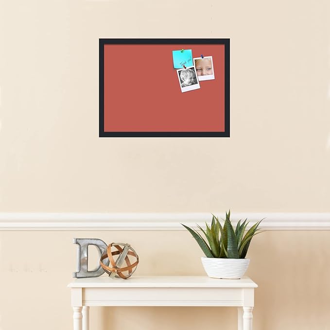PinPix 22x16 Inch Cork Bulletin Board. This Decorative Framed Pin Board Comes with Crimson Pastel Design and a Satin Black Frame. Ideal for Home Office Decor or Message Board (PinPix-1807)-DeskLoop Office
