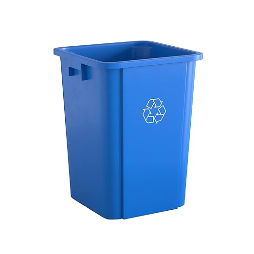 19 Gallon Blue Square Commercial Trash Can-DeskLoop Office