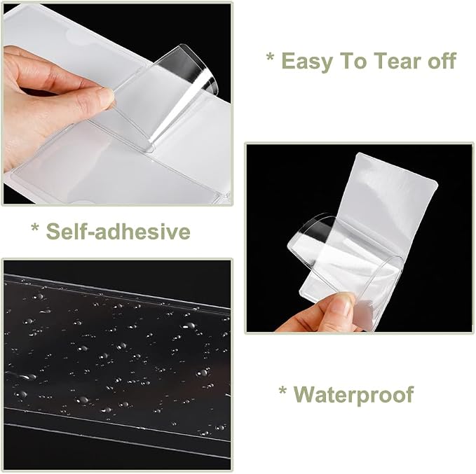60 Pack Clear Self Adhesive Label Pockets, 4 x1 Inch Label Holders Index Card - Image 3